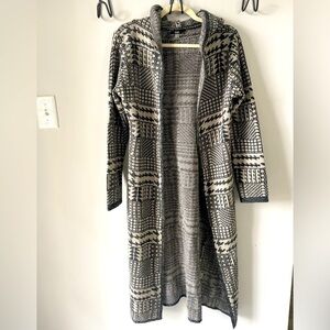 Sioni hooded gray and white sweater duster size S